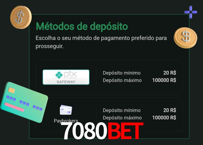 O cassino 7080BET oferece uma grande variedade de métodos de pagamento